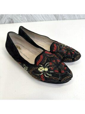 House of Harlow Zia Beaded Spider Web Flats Shoes Womens Size 38 US 7.5/8